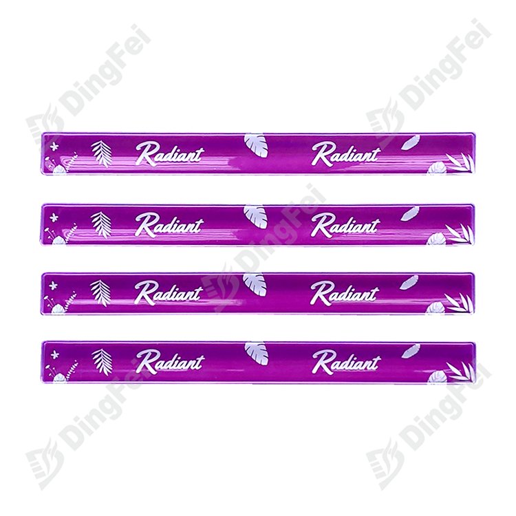 Fluorescent Purple Custom PVC Reflective Wrist Slap Band - 